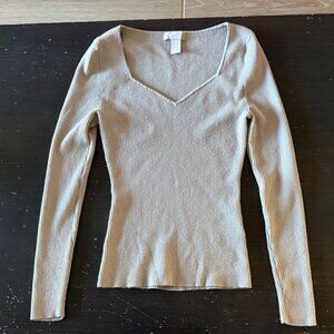 H&M Ribbed Knit Sweater in Tan